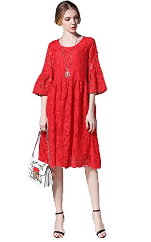 Robe YALI en dentelle rouge XL une robe de soirée élégante en dentelle florale