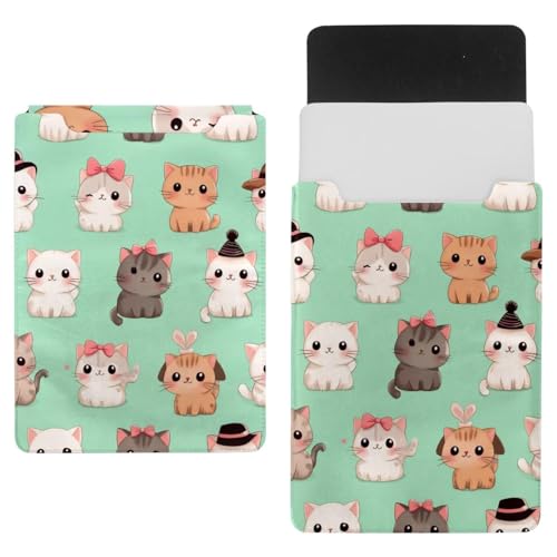 Pochette ordinateur anti-rayures 13,8" Kawaii Kitty verte
