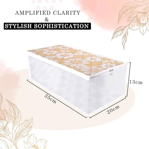 Image of Kuber Industries Shoe Cover | Waterproof Shoe Storage Bag | Travel Shoe Storage Bag | Side Visible Window Shoe Organizer | Shoe Protector Bag | Flower Quilted | Pack of 2 | Golden