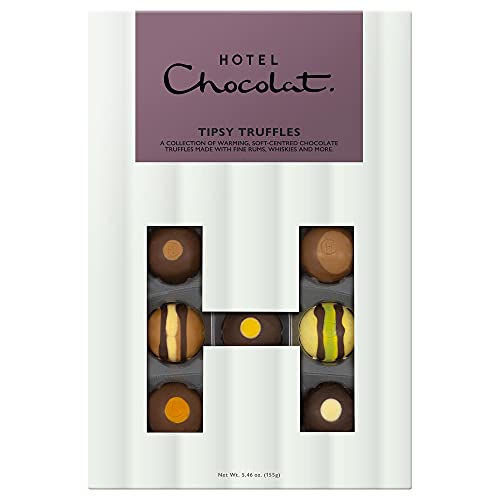 Hotel Chocolat Tipsy Truffles H-Box - 14 Of Our Finest Alcoholic Chocolates, 155g - Suitable for Vegetarians - Gifts For Birthday, Thank You, Congratulations, Anniversary