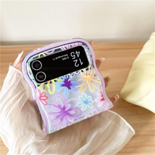 Étui pour Samsung Z Flip 5 idée cadeau idéal avec sa lanière de fleur et chaîne de poignet - 3