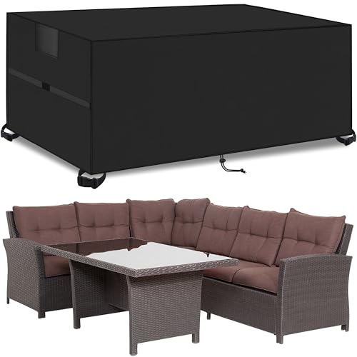 Outdoor Garden Furniture Covers,242*182*100cm,Waterproof with Air Vent, 420D Heavy Duty Oxford Fabric,Patio Furniture Cover for outside Rectangle,Rectangular Table and Chair Set, Rattan Furniture Set