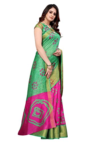 Image of Yashika Womens Linen Blend Printed Saree With Blouse Piece(NIYATI PINK Free Size)