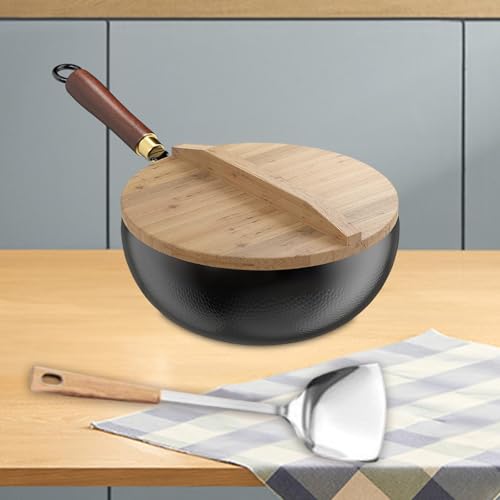 Wok de hierro para cocina con mango de madera, 26 cm miniatura 3