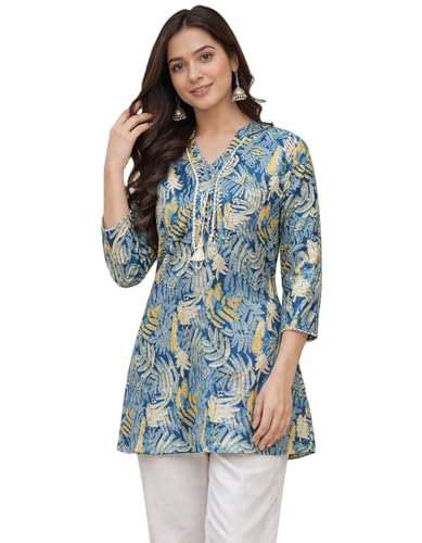 Image of Women's Cotton Printed Tunic Top | Square Neck Full Sleeve Casual Western Top | Trendy Longline Printed Top for Women | Stylish Party, Office