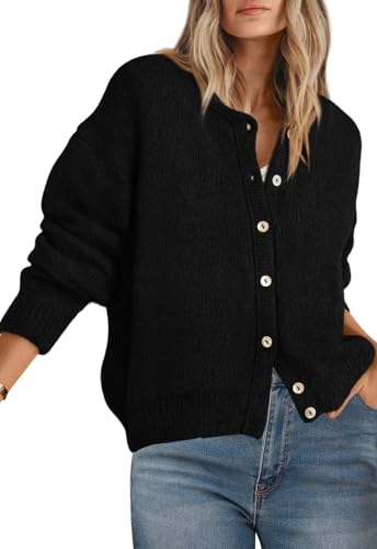 Image of PRETTYGARDEN Long Sleeve Crewneck Button Down Womens Sweaters Spring Open Front Chunky Cardigan Sweaters for Women 2026