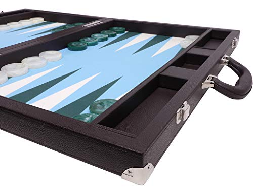 Jeu de Backgammon 21" de précision avec grand plateau bleu clair - 5