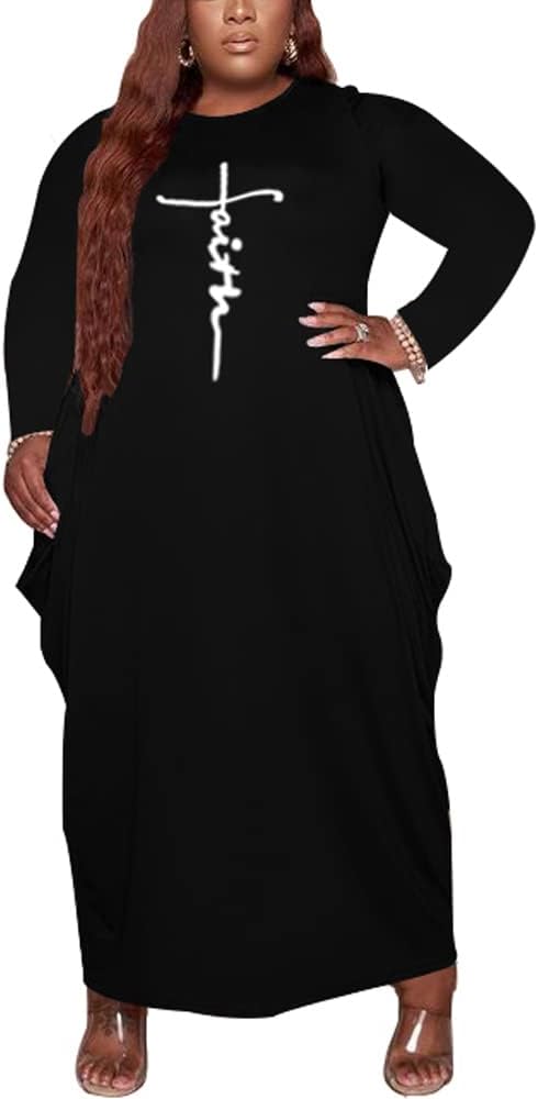 Tycorwd Women's Plus Size Casual Maxi Dresses Short Sleeve Loose Beach Dress Sundress with Pockets