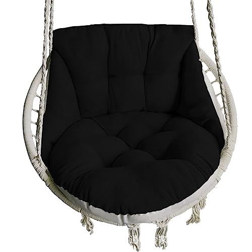 BAHULA Reemplazo del cojín de la Silla del Huevo, Cojín de la Silla del oscilación, Lavable Colgante Basket Chair Cushion para Patio Garden Swing Chair Cushion Seat Pads,Negro,65 * 70 * 50cm