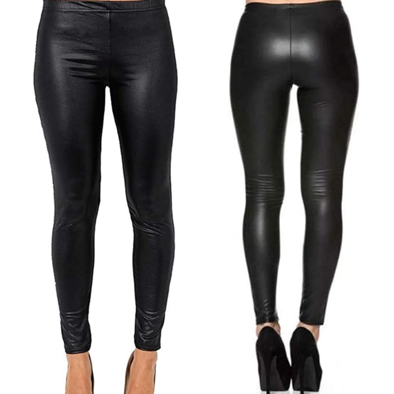 Leggings negros para mujer R&N FASHIONS con efecto PVC brillante en varias tallas