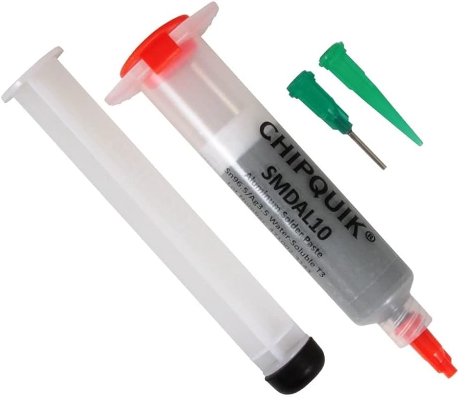 Chip QuikAluminum Solder Paste Water-Soluble Sn96.5/Ag3.5 T3 (10cc/25g syringe)