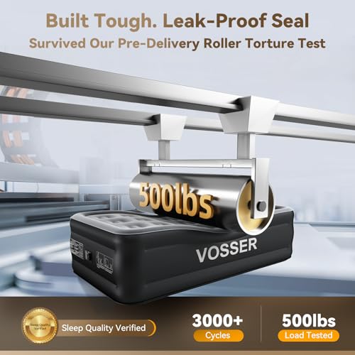 Image of VOSSER Air Mattress Twin with Built in Pump,18 inch Raised Inflatable Mattress,Blow Up Mattress in 2 Mins,Single Twin Size Air Mattress for Guest,Home&Travel, Air Bed for Adults,330lb Max,Black