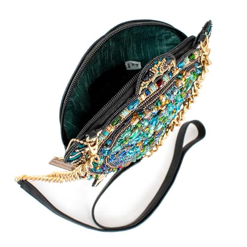 Image of Mary Frances Wave Rider Beaded Crossbody Handbag Clutch Novelty Evening Purse Turtle Design with Removable Chain Strap, Multicolor