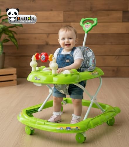 Image of Panda Baby Products Walker with Push Handle, Musical Toys & Adjustable Height - Safe & Comfortable Learning Walker for Babies (6-18 Months) (Green, 111 Baby Walker)