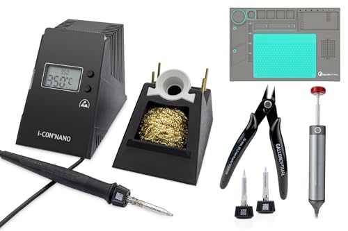 ERSA i-CON NANO MK2 ESD-Lötstation 80 Watt 150-450°C digitale Lötstation mit leichtem und ergonomischem i-TOOL NANO MK2 Lötkolben mit TIP`N TURN Wechsel + 1,6 mm Lötspitze mit 5-tlg. STARTER-SET