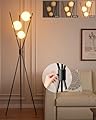 Lightdot 60IN Dimmable Black Tripod Floor Lamp Mid Century Standing Lamps with 3Pcs 3000K G9 Bulbs Globe Eye Care&Stable Base Modern Tall Lamp for Living Room Bedroom Office