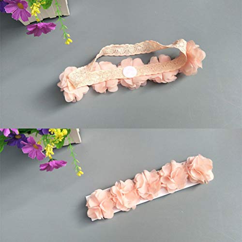 Zerone Baby Girl Headbands, 3Pcs Elastic Hairbands with Hair Bow Accessories for Newborn Infant Girls, Suitable for Photos or Any (Assorted Color)3