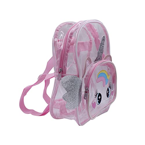 Women Lady Clear Daypack Transparent Shoulder Bag Casual for Daily Travel Outdoor, Unicorn Pink2