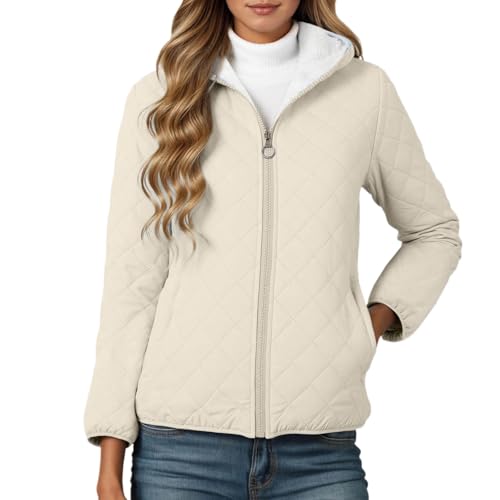 Duohropke Chaqueta acolchada para mujer, abrigo de invierno, chaqueta de entretiempo, tallas grandes, chaqueta de otoño, chaqueta de invierno, chaqueta de plumón, chaqueta ligera con capucha, abrigo