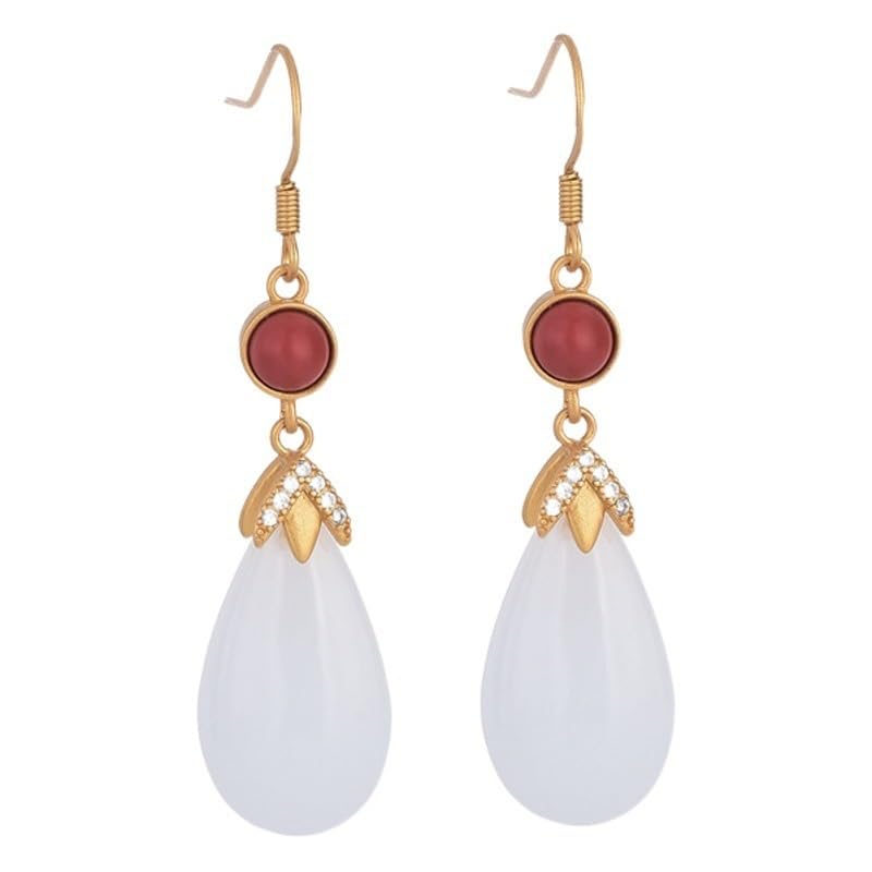 Boucles d'oreilles en pierre blanche pendantes en forme de larme pour femmes chic