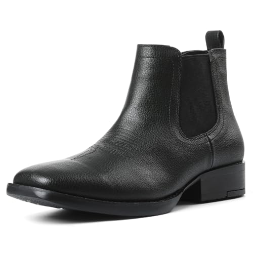 femflame Cowboy Boots for Men Square Toe Chelsea Boots Waterproof Classic Elastic Slip on Chukka Ankle Boots Casual…