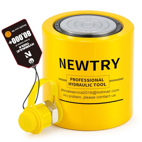 Image of NEWTRY 100 ton Hydraulic Ram Jack Cylinder Short Type 2 inch Stroke Porta Power Ram Industrial Lifting Jack Retract Automatically for Shipping Building Construction