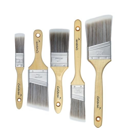 Coltree Paint Brushes Set - 5 Pcs Flat & Angle Paintbrushes for Wall & Trim, Suitable for Oil &...
