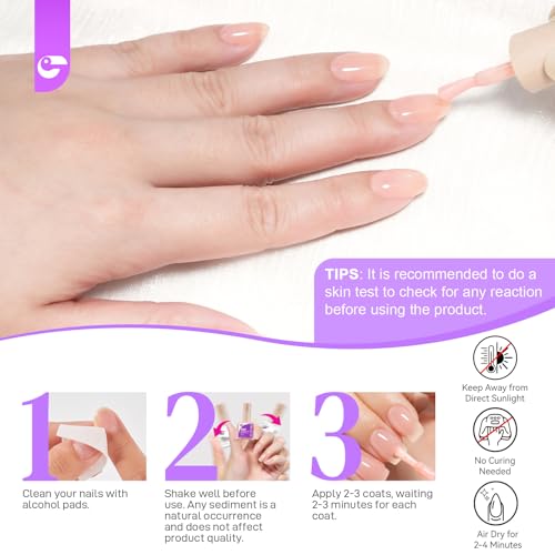 Gelike ec Nagelhärter Wachstums Nagel Rillenfüller: 6 in 1 Nudepink Nagelverstärker Reparatur für Dünne Beschädigte und Brüchige Nägel