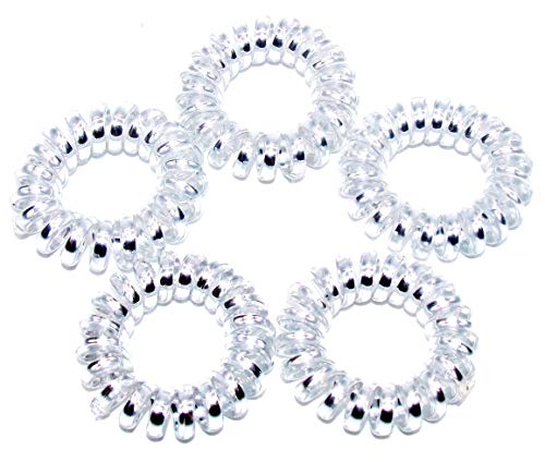 Lot de 5 anneaux à cheveux en spirale sans trace, sans plis, pour téléphone - Argenté