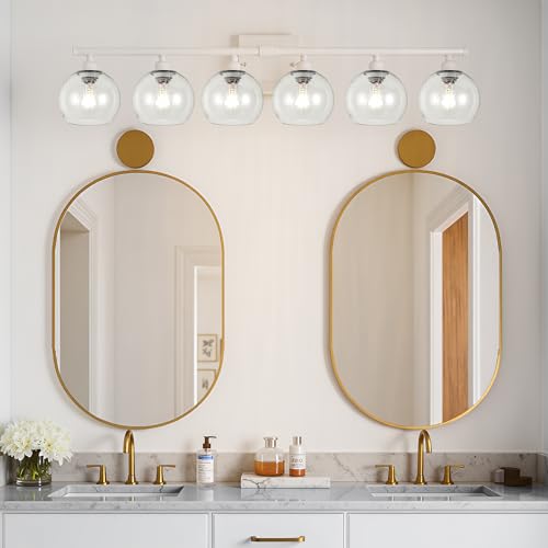 Image of 3 Pack Clear Seeded Glass Shade Replacements, Globe Glass Lamp Shade Covers for Light Fixtures, 1.65 Inch Fitter Globes Lampshades for Wall Sconces Chandelier Pendant Lights Bath Vanity Lights