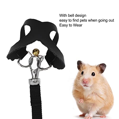 Hamster Geschirr und Leine Set, Kein Ziehen Meerschweinchen Gestreiftes Geschirr Hamstergeschirr Weste Oder Frettchen, Leguan, Hamster, Bartagamen Schwarz
