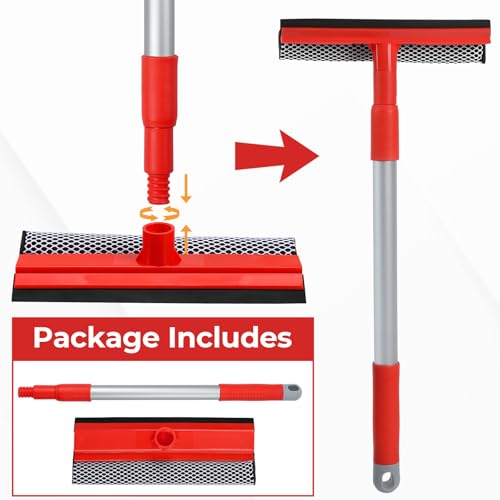 Image of MAVRIZ Windshield Cleaner Tool 2 in 1 Car Window Squeegee with Extendable Handle (18 inch-28.5 inch) Window Cleaner with Squeegee and Sponge for Shower, Glass Cleaning