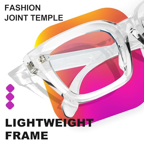 Image of VISOONE Chunky Square Anti Glare UV400 Blue Light Blocking Computer Glasses | 99% Digital Screen Filter Non-Prescription Clear Lens Thick Frame 32g Lightweight Eyewear Office for Men Women MONTANA
