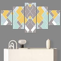 SIGNWIN 5 Panel Canvas Wall Art Modern Art Contemporary Dramatic Geometric Mixed Media Multicolor Patterns for Home Decorations Ready to Hang - 60