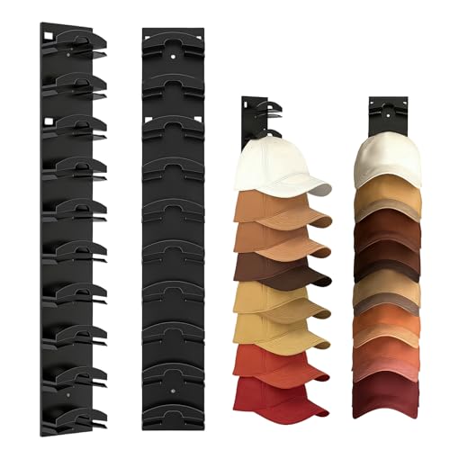 Jerhyun 2 Piezas Guarda Gorras, Soporte Estable para Gorras de Pared Adecuado Armarios, Puertas y Dormitorios (Negro)