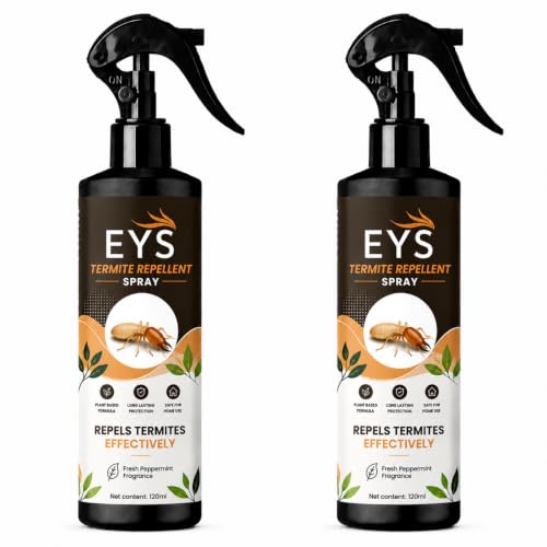 Image of EYS Termite Repellent Spray for Termites and Borers, 240ml, Liquid, Natural Herbal Extracts and Peppermint Oil, Baby and Pet Safe, Pack of 2