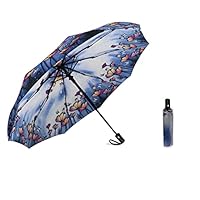 SIEPASA Windproof Travel Compact Umbrella - Automatic Folding Umbrella for Rain, Small Portable Umbrellas for Men Women Teenage (Lotus Butterfly)