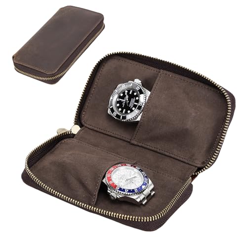 Acidea Genuine Leather Watch Travel Bag Case Portable Storage Watch Case Watch Genuine Pouch for Men Women Accessories Display Case for Wrist Watches Watches Storage Organizer Accessories