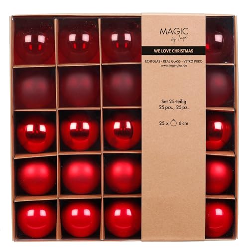 Weihnachtskugeln Glas 6cm 25er Set - transparent, matt & glänzend -...