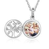 Bosajewel Personalised Rhodium Plated Locket Necklace That Holds Pictures Customised Photo Charm Tre