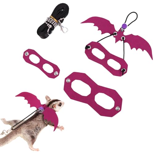 Image of Sugar Gliders Harness Leash Set - 3 Pcs Training Walking Gear Small Animal Adjustable Traction Ropes Vest for Squirrels Hamsters Rats Gerbils Reptiles Bearded Dragon Lizards (Purple)