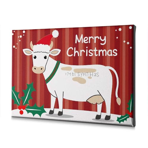 Toile vache de Noël cadeau idéal 40x60 cm décoration de salon
