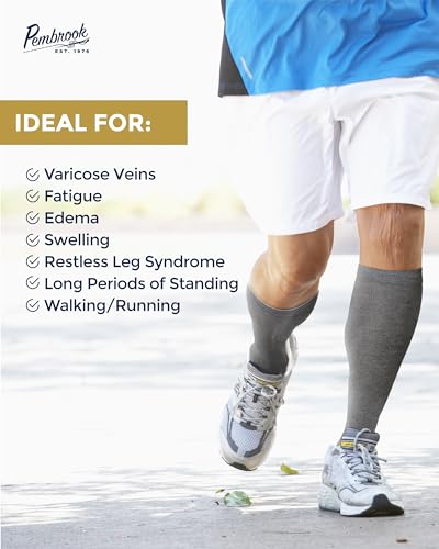 Image of Pembrook Light Compression Socks for Men - 6 Pairs | 8-15 mmHg Compression Socks for Airplane Travel | Circulaton Support