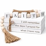 Farmhouse White Fake Decorative Books for Home Office Decor - Religion Christian Faith Aesthetic for Living Room, Console Table, Bookshelf, Tv Stand, Entryway,