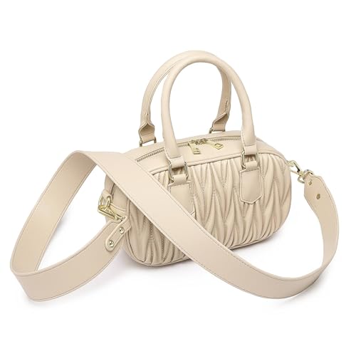 Quilted Shoulder Bag for Women Trendy Small Top Handle Handbags with Zipper Closure Purses3