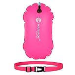 lovingmona Swim Buoy Tow Float Highly Visible Swimming Pull Floats Bubble with Adjustable Waist Belt for Open Water, Water Sports, Swimming Training Racing Red