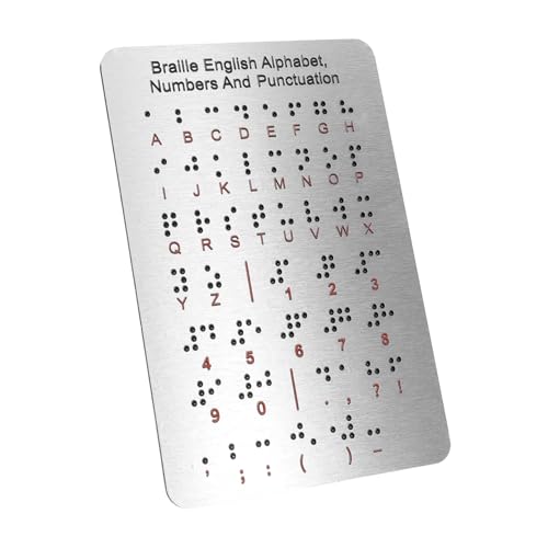 Healvian - Healvian Braille Reference Board Stainless Steel Raised Dots Alphabet Numbers Punctuation Learning Aid for Visually Impaired Boys and Girls Escape Use