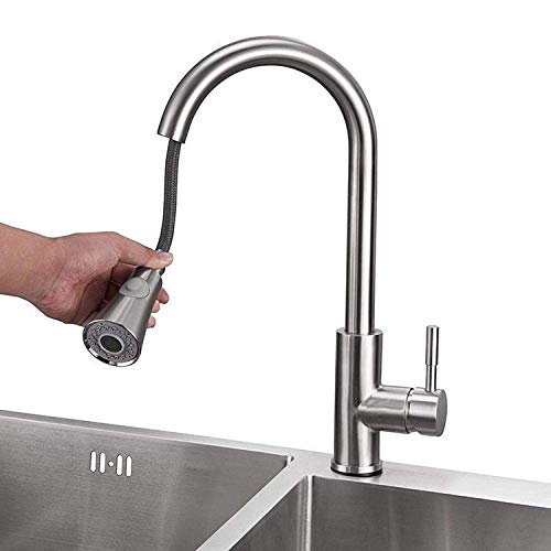 Mitigeur monotrou eau chaude froide en acier brossé pour évier - 2