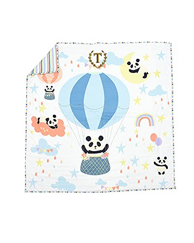 Image of Baby Jalebi Personalized Reversible Soft Organic Cotton Baby Blanket (Bubba Bear, Initials inchT inch)