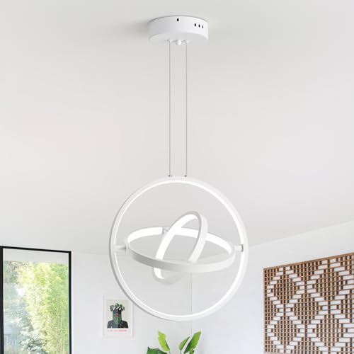 Lustre planètes LED 30W anneaux pendants modernes pour sublimer un plafond haut